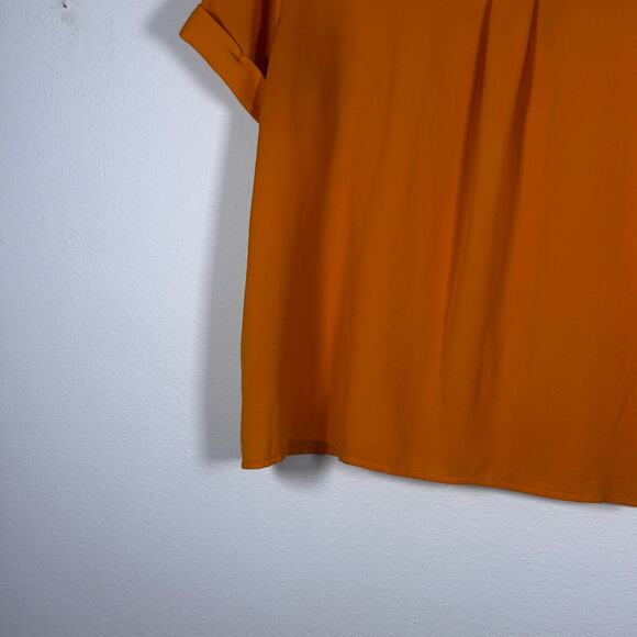 Pink Rose Orange Button Up Blouse Women's Shirt Size Small Pre-Loved - Picture 12 of 12